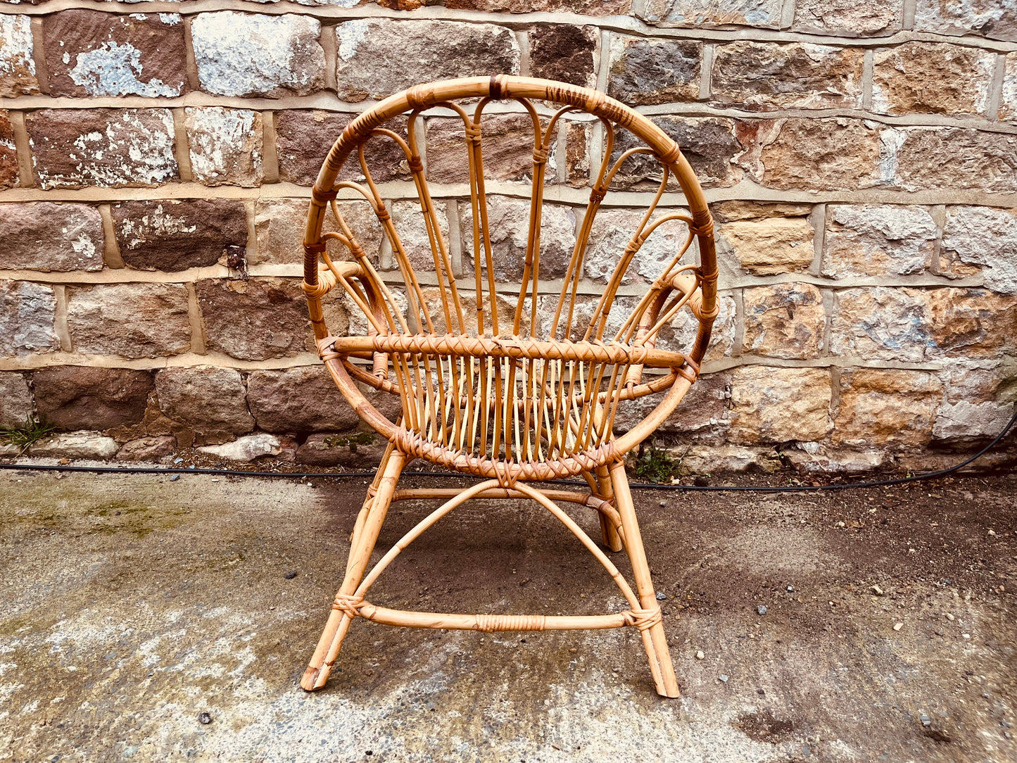 Boho Rattan Accent Chair – Vintage Wicker Armchair