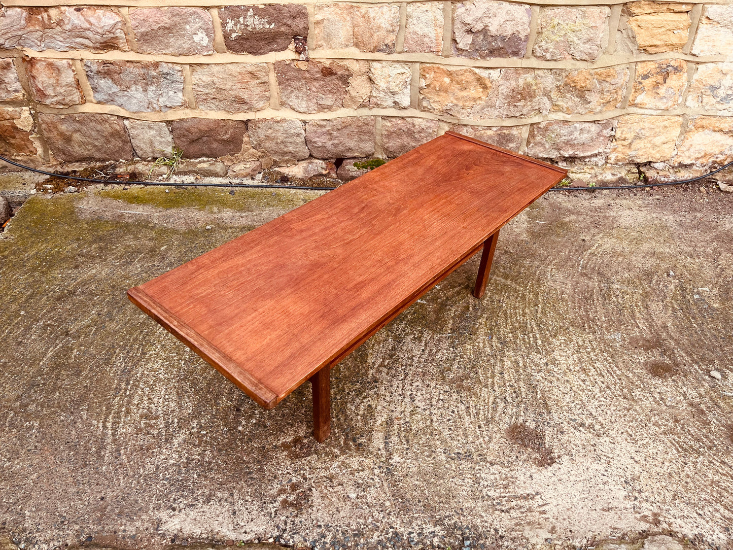 Vintage Mid-Century Teak Coffee Table with Lower Shelf | 1960s Scandinavian Design