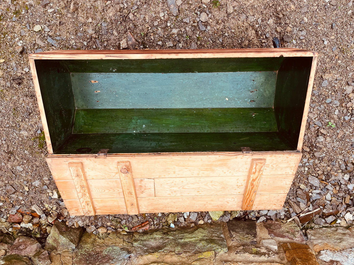 Vintage Rustic Wooden Storage Trunk (c.1920–1940)