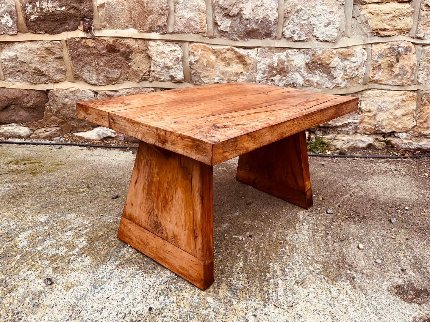 Handcrafted Rustic Solid Wood Coffee Table – Reclaimed Timber, Unique Low Design
