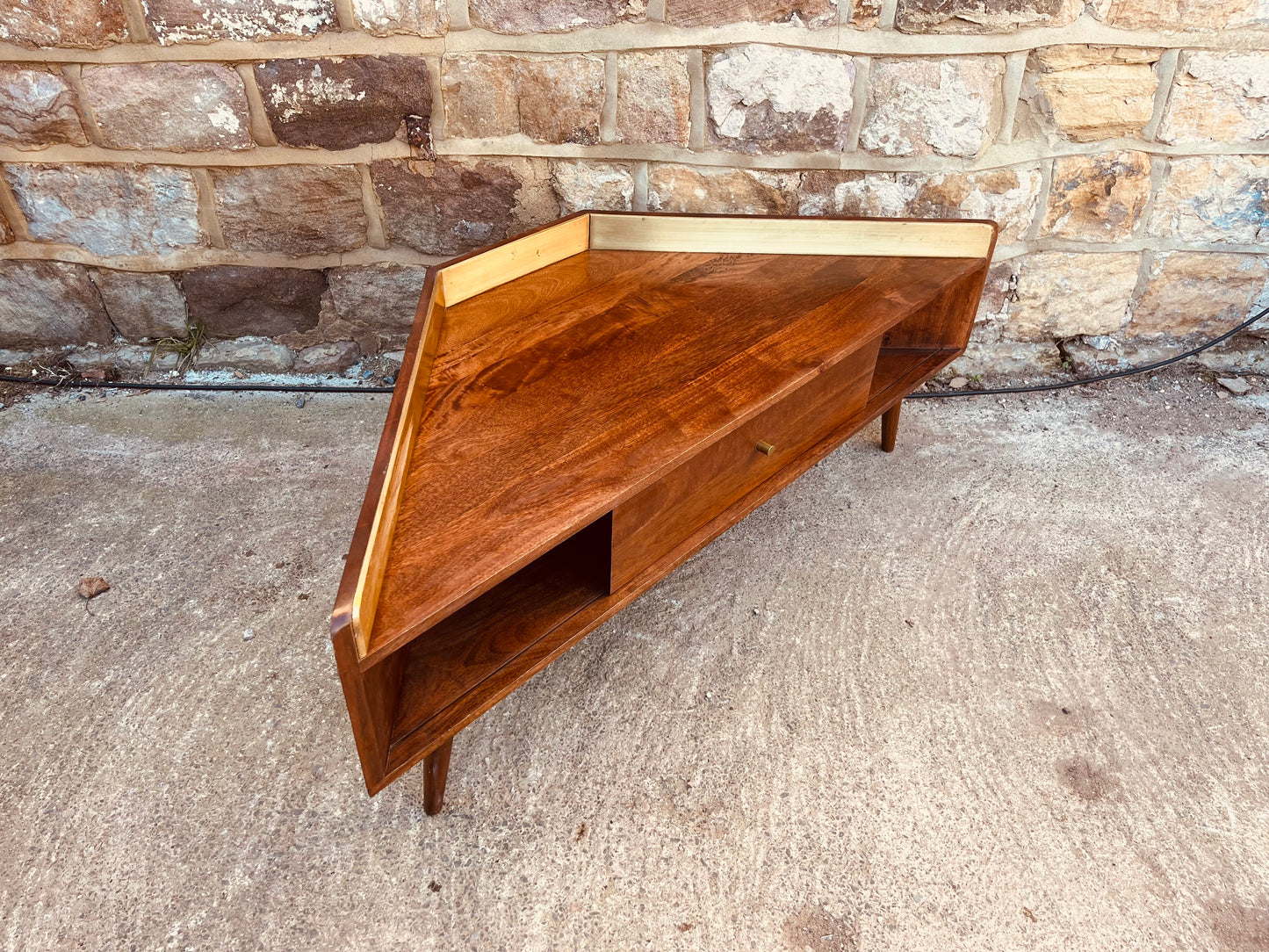 Mid-Century Corner Media Unit | 1960s Walnut TV Stand