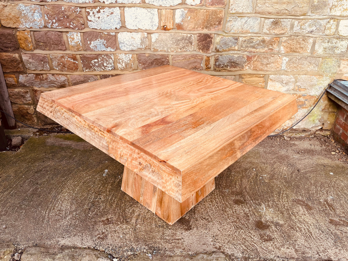 Solid Wood Pedestal Table | Handcrafted Sculptural Statement Table