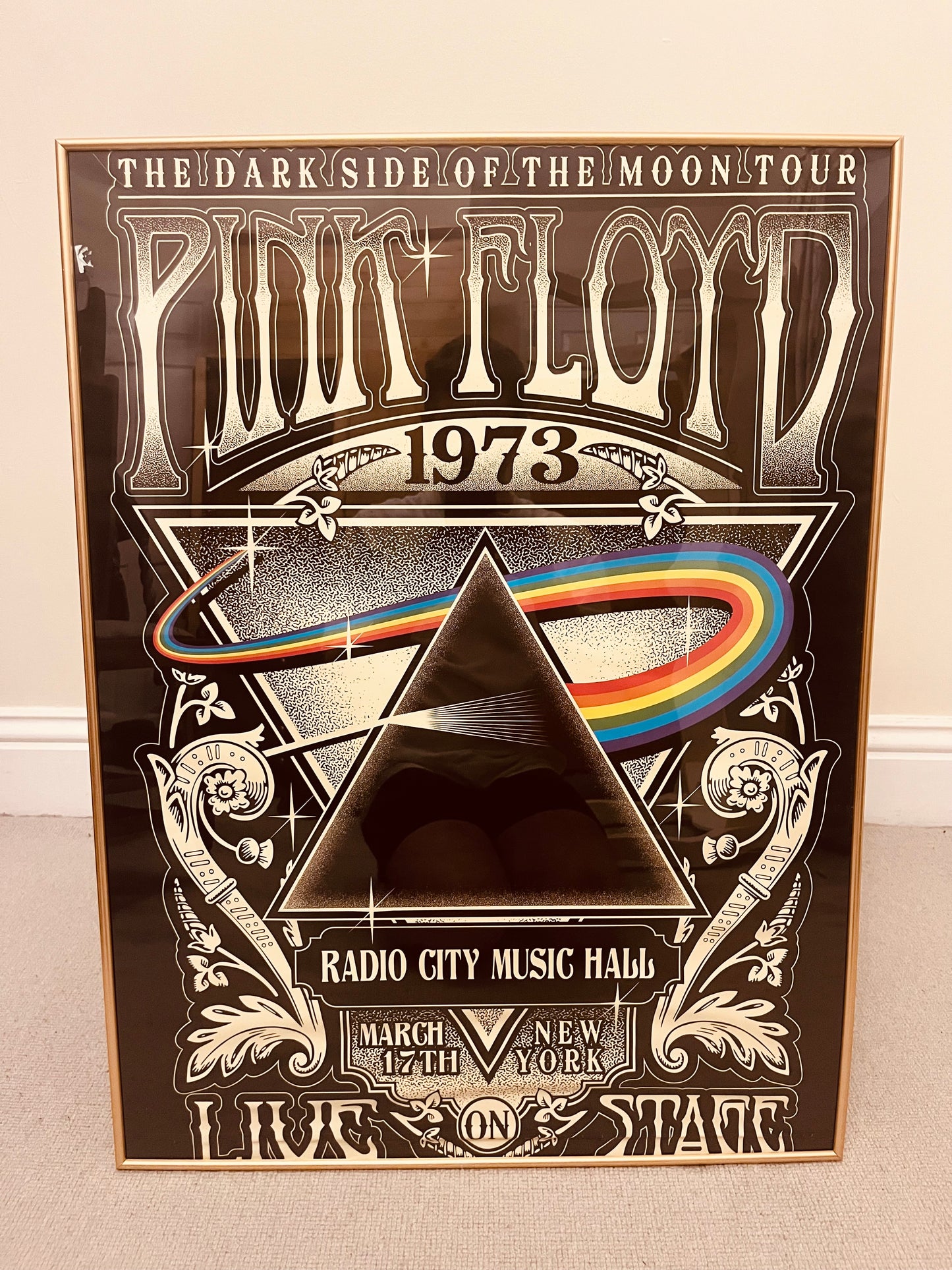 Framed Pink Floyd Poster Set – Dark Side of the Moon 1973 & Marquee Club 1966 Vintage Wall Art