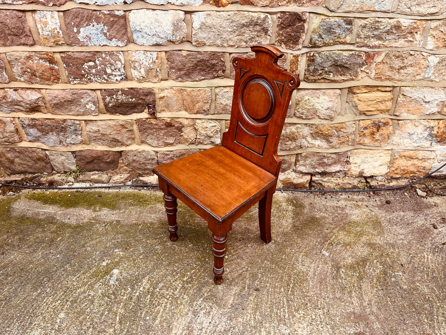 Antique Victorian Mahogany Hall Chair c.1890–1910 – Roundel Back English Side Chair