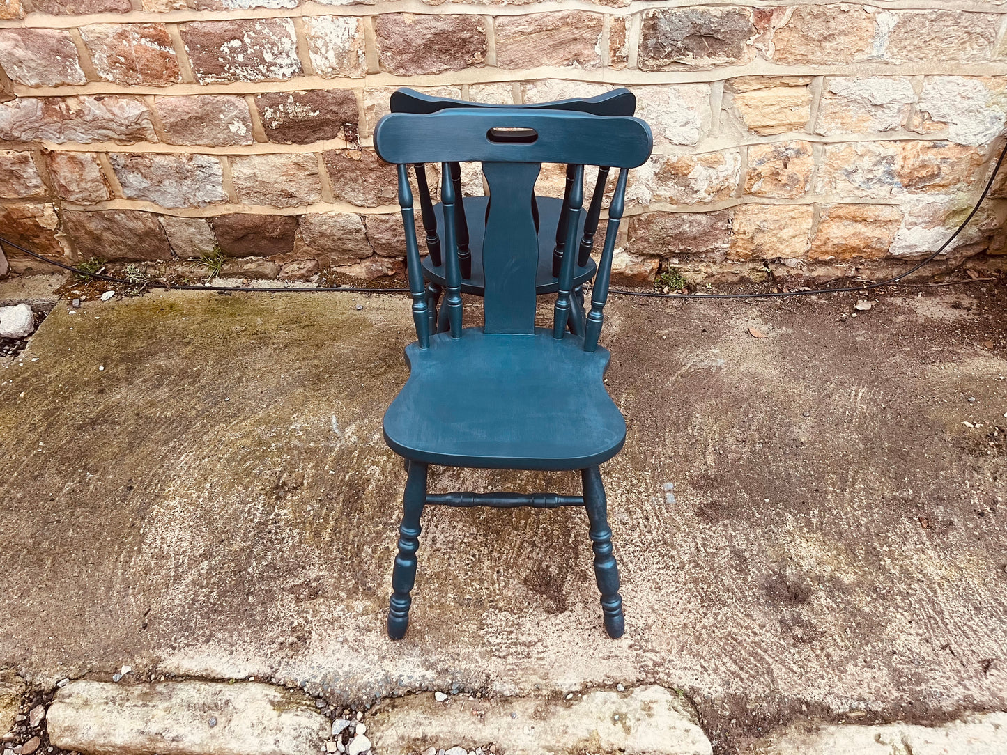 Vintage Farmhouse Spindle Back Chairs (Pair)