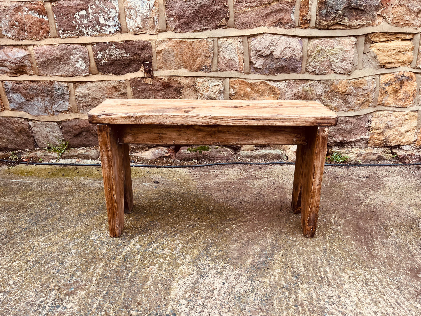 Rustic Handmade Wooden Stool – Reclaimed Primitive Bench
