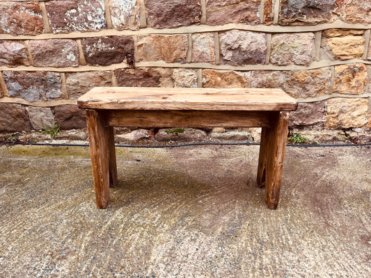 Rustic Handmade Wooden Stool – Reclaimed Primitive Bench