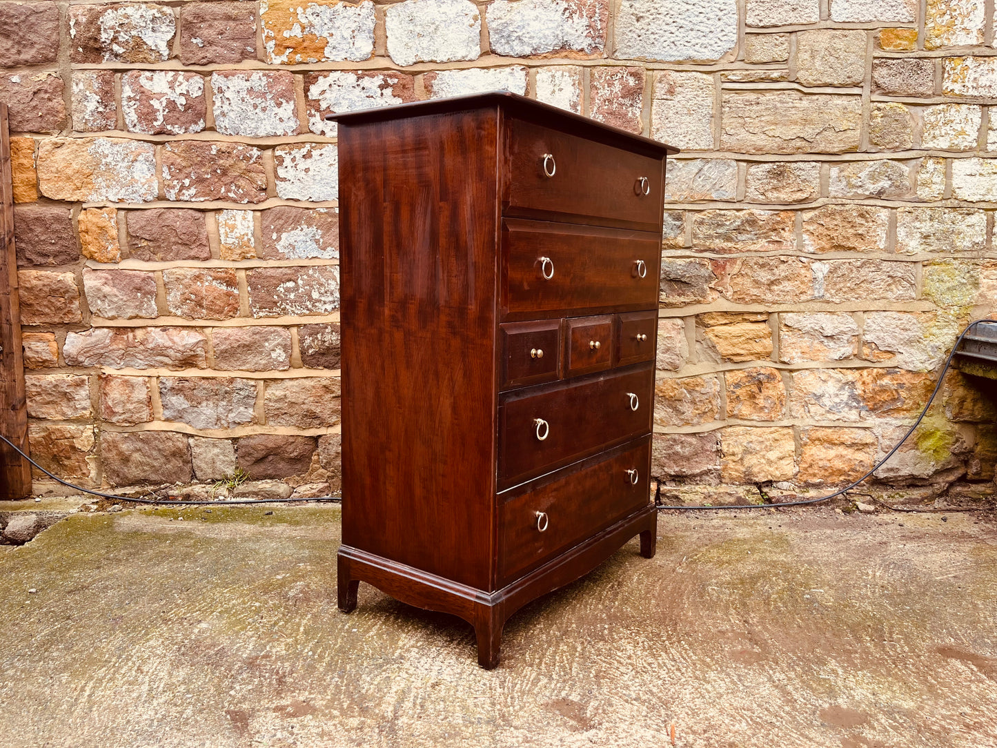 Georgian Style Mahogany Chest of Drawers – Vintage Tallboy Storage Chest with Ring Handles