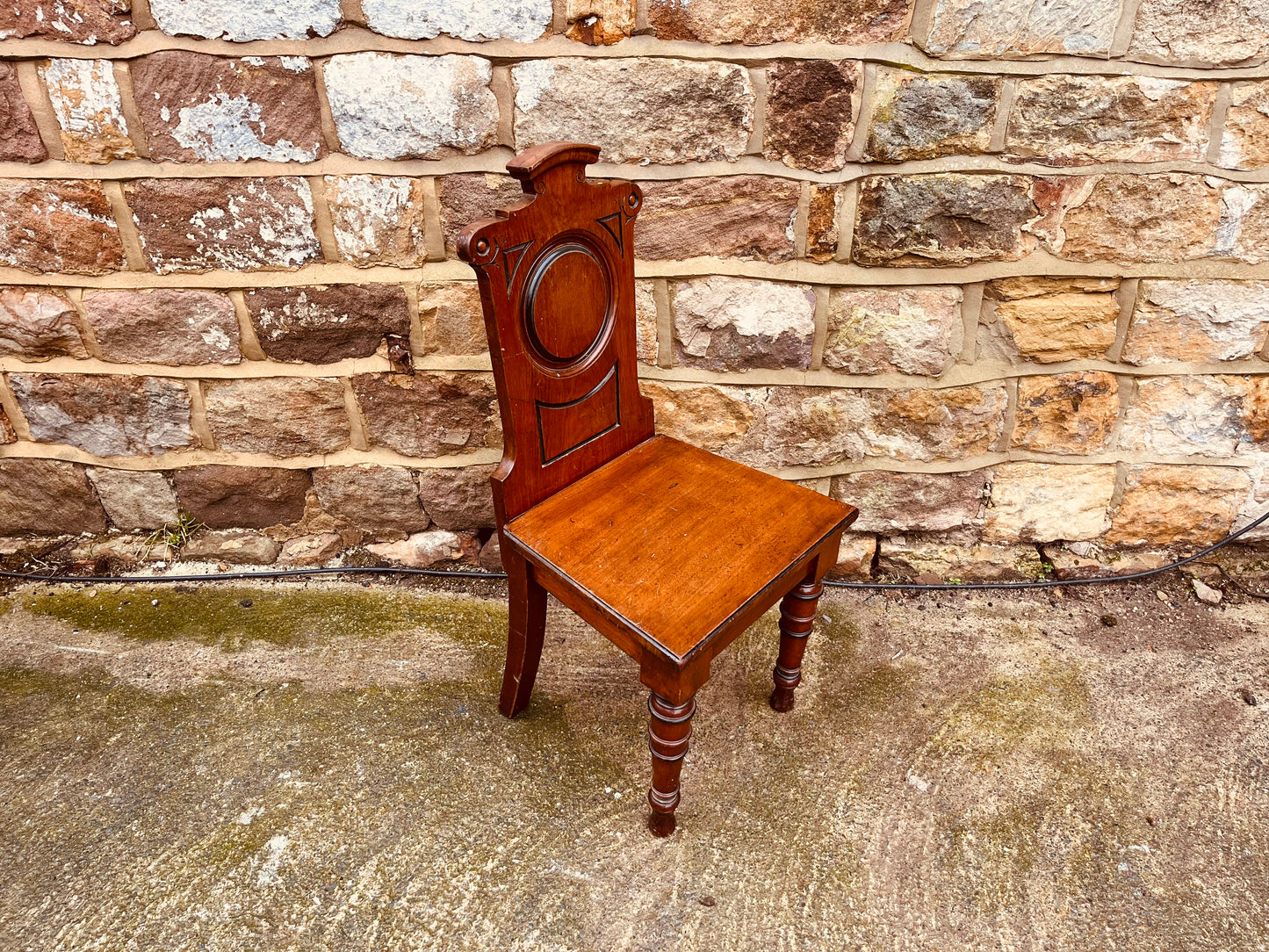 Antique Victorian Mahogany Hall Chair c.1890–1910 – Roundel Back English Side Chair