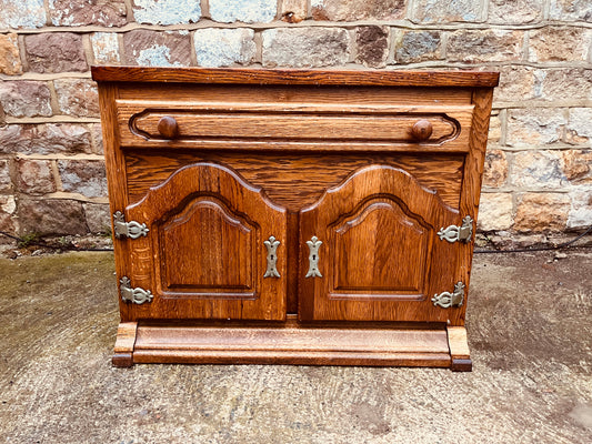 Solid Oak Farmhouse Cabinet – Drawer & Double Door Storage Cupboard – Country Cottage Furniture