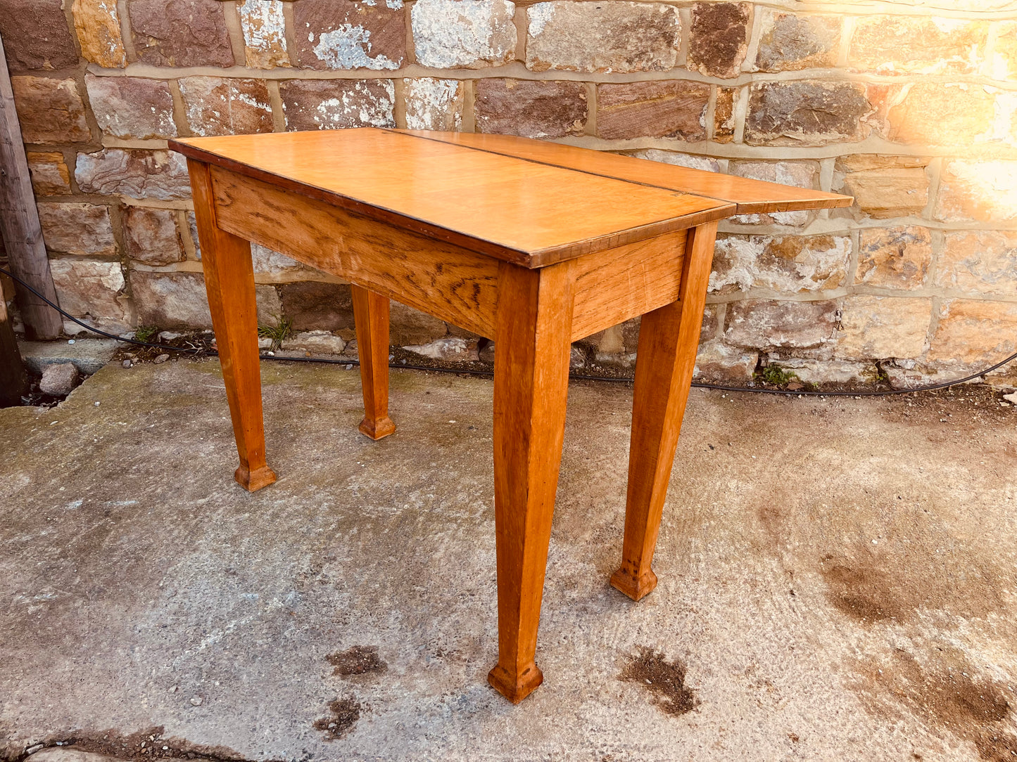 Vintage Solid Wood Drop-Leaf Dining Table