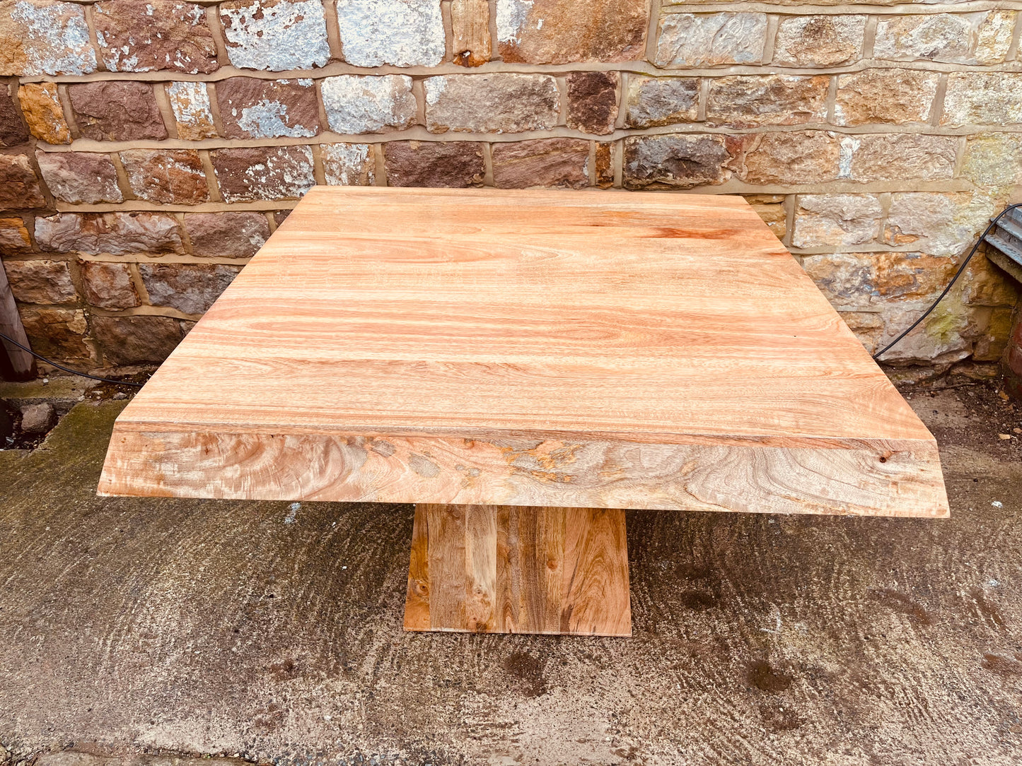Solid Wood Pedestal Table | Handcrafted Sculptural Statement Table
