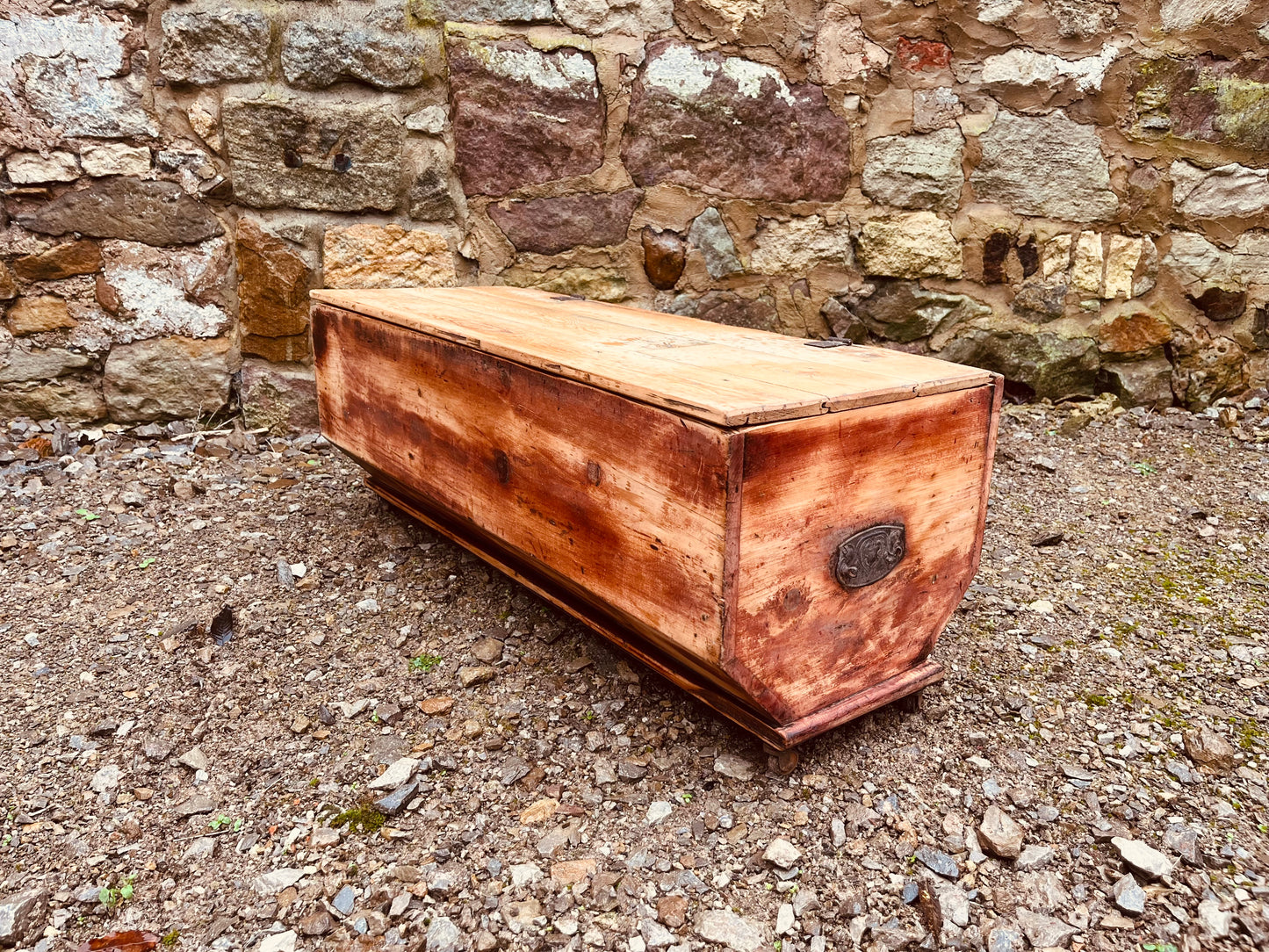 Vintage Rustic Wooden Storage Trunk (c.1920–1940)