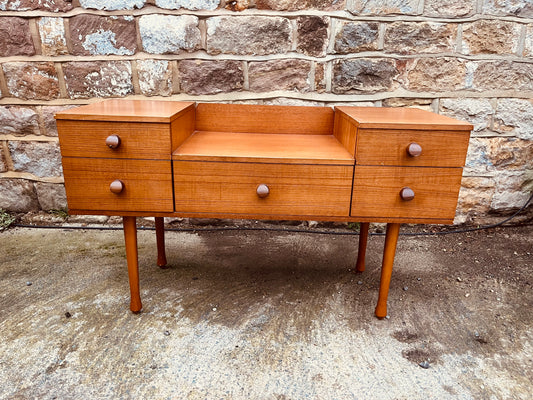 Mid-Century Teak Dressing Table / Console – 6-Drawer Vintage Unit