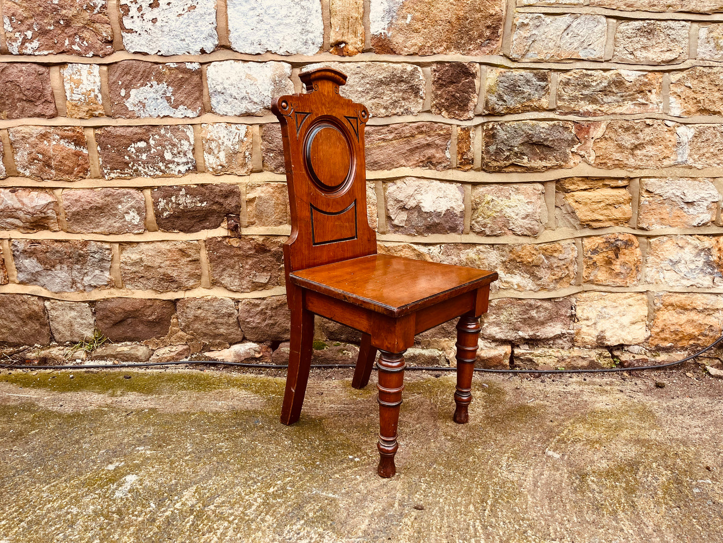 Antique Victorian Mahogany Hall Chair c.1890–1910 – Roundel Back English Side Chair