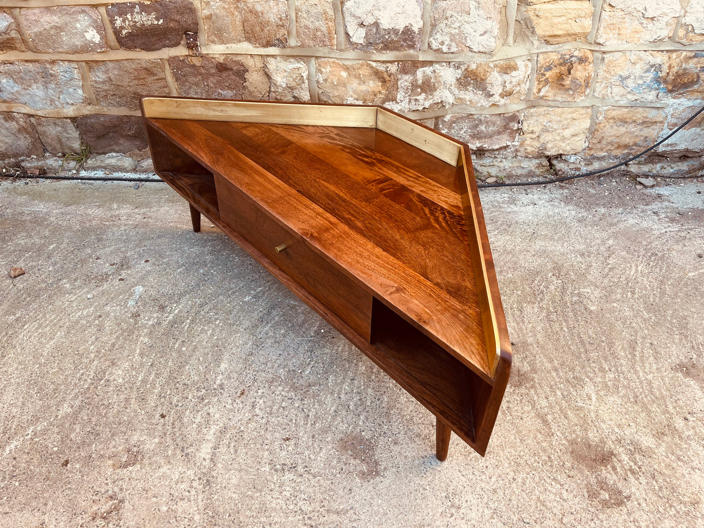 Mid-Century Corner Media Unit | 1960s Walnut TV Stand