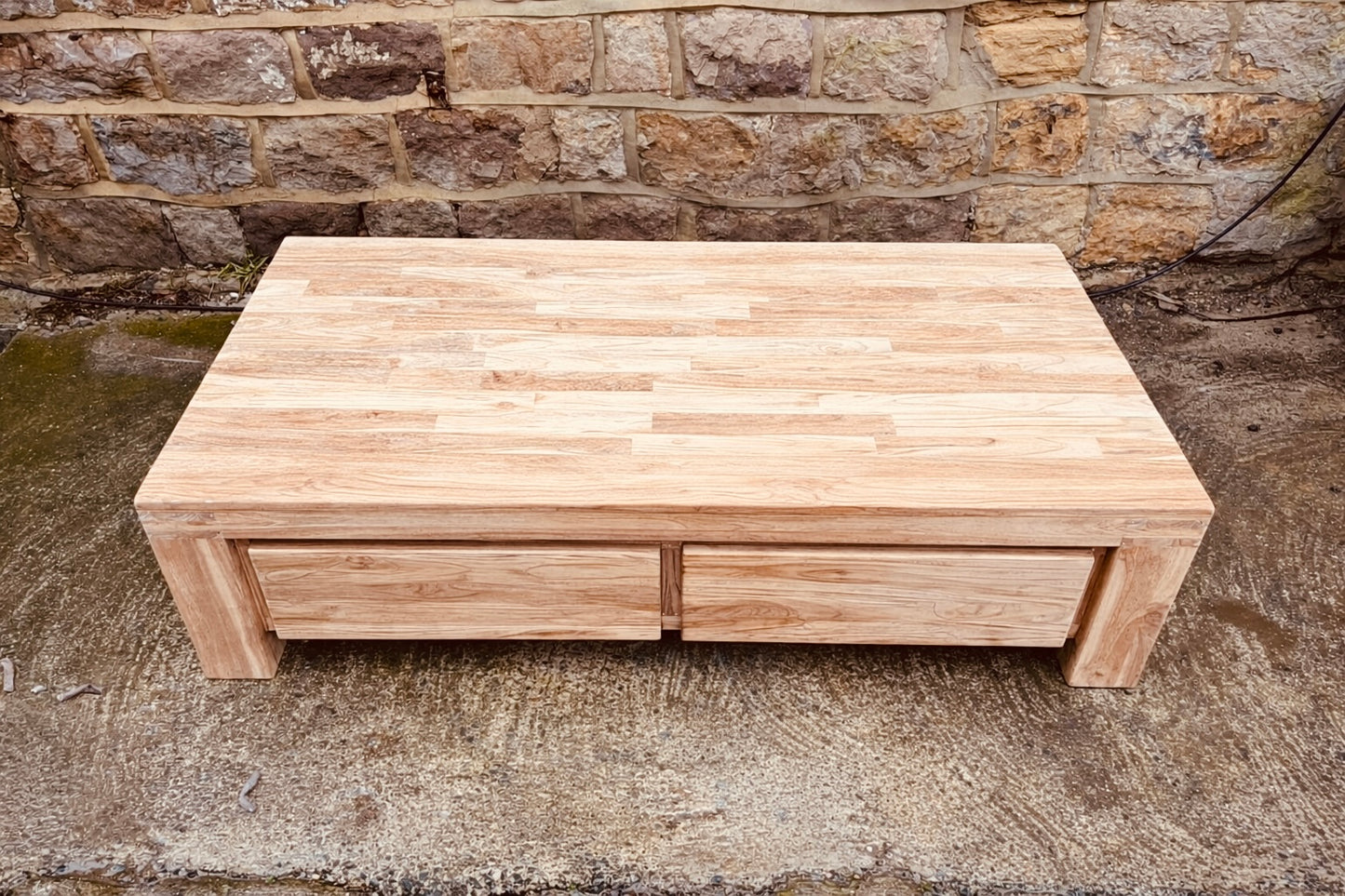 Solid Wood Coffee Table with Integrated Drawer Storage