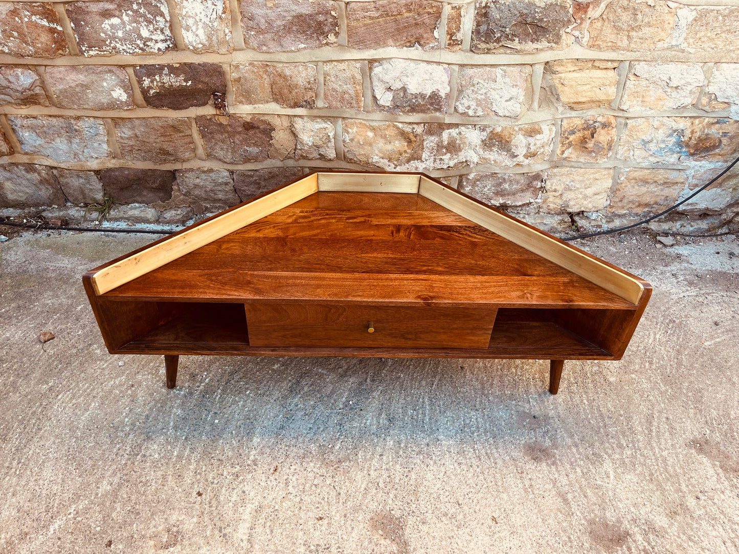 Mid-Century Corner Media Unit | 1960s Walnut TV Stand