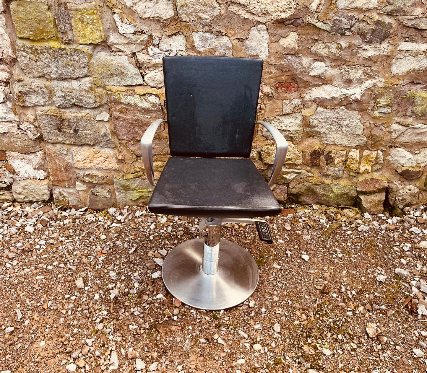 REM Hydraulic Salon Chair | Professional Barber & Styling Chair | Black Upholstery with Chrome Pedestal