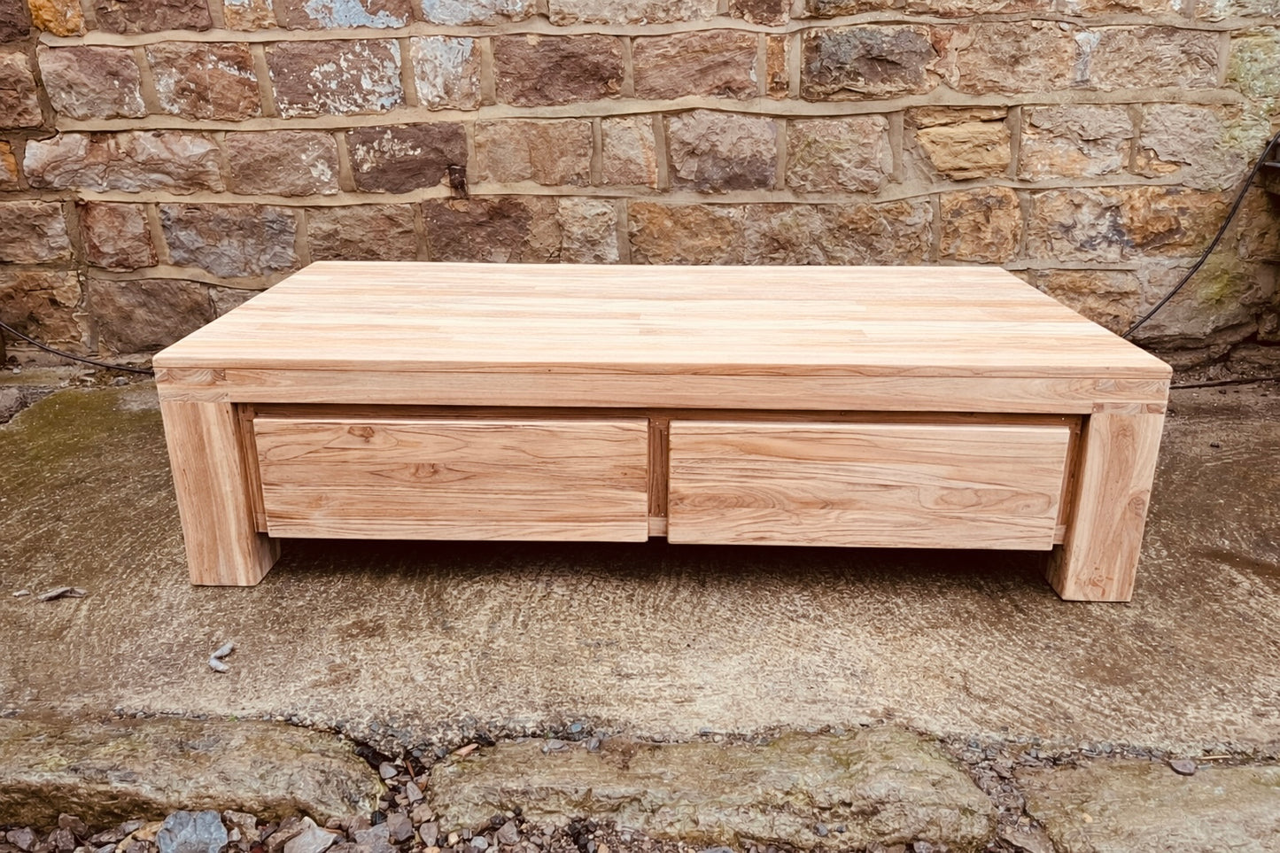 Solid Wood Coffee Table with Integrated Drawer Storage