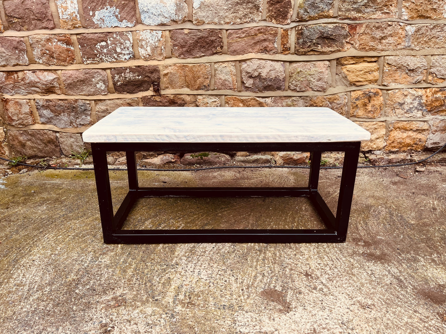 Industrial Wood & Metal Coffee Table – Handmade Modern Rustic Furniture