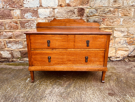 Antique Solid Oak Chest of Drawers with Raised Back | Arts & Crafts, c.1900–1910