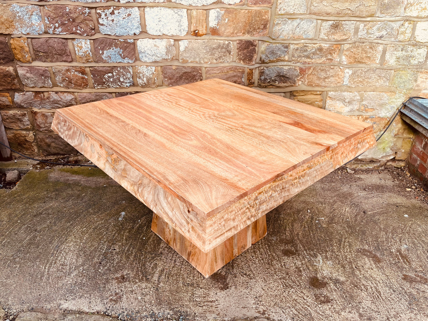 Solid Wood Pedestal Table | Handcrafted Sculptural Statement Table