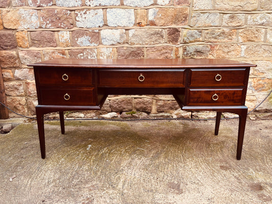 Vintage Mahogany Writing Desk with Brass Ring Handles