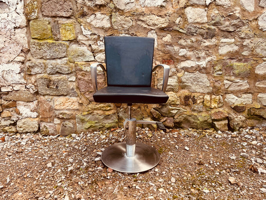 REM Hydraulic Salon Chair | Professional Barber & Styling Chair | Black Upholstery with Chrome Pedestal