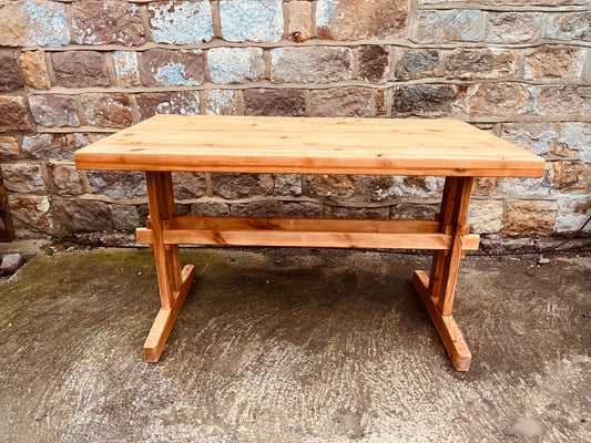 Reclaimed Pine Trestle Table – Cottagecore Dining / Kitchen Table