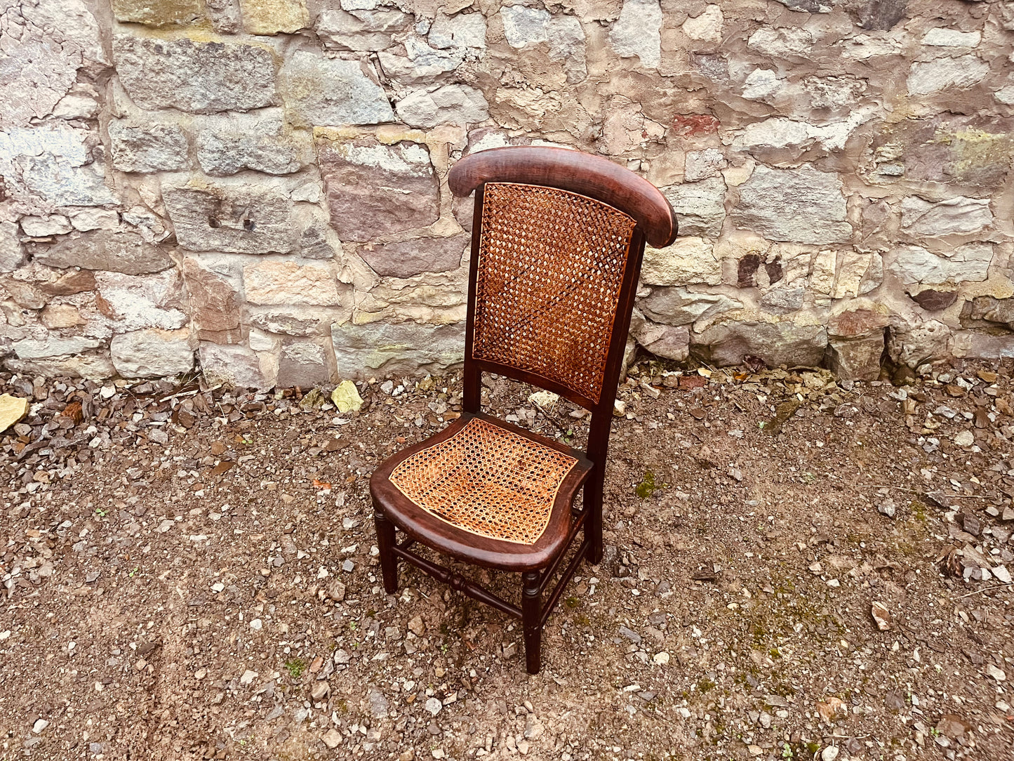 Antique Victorian Cane Back Chair – Handwoven Seat, Solid Wood Frame | Rustic Vintage Accent Chair by The Proudlove Studio