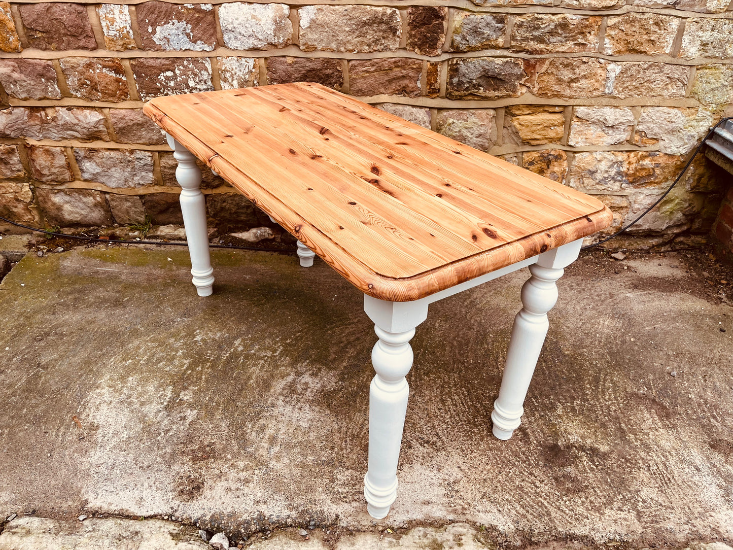 Farmhouse Pine Dining Table with Painted Base