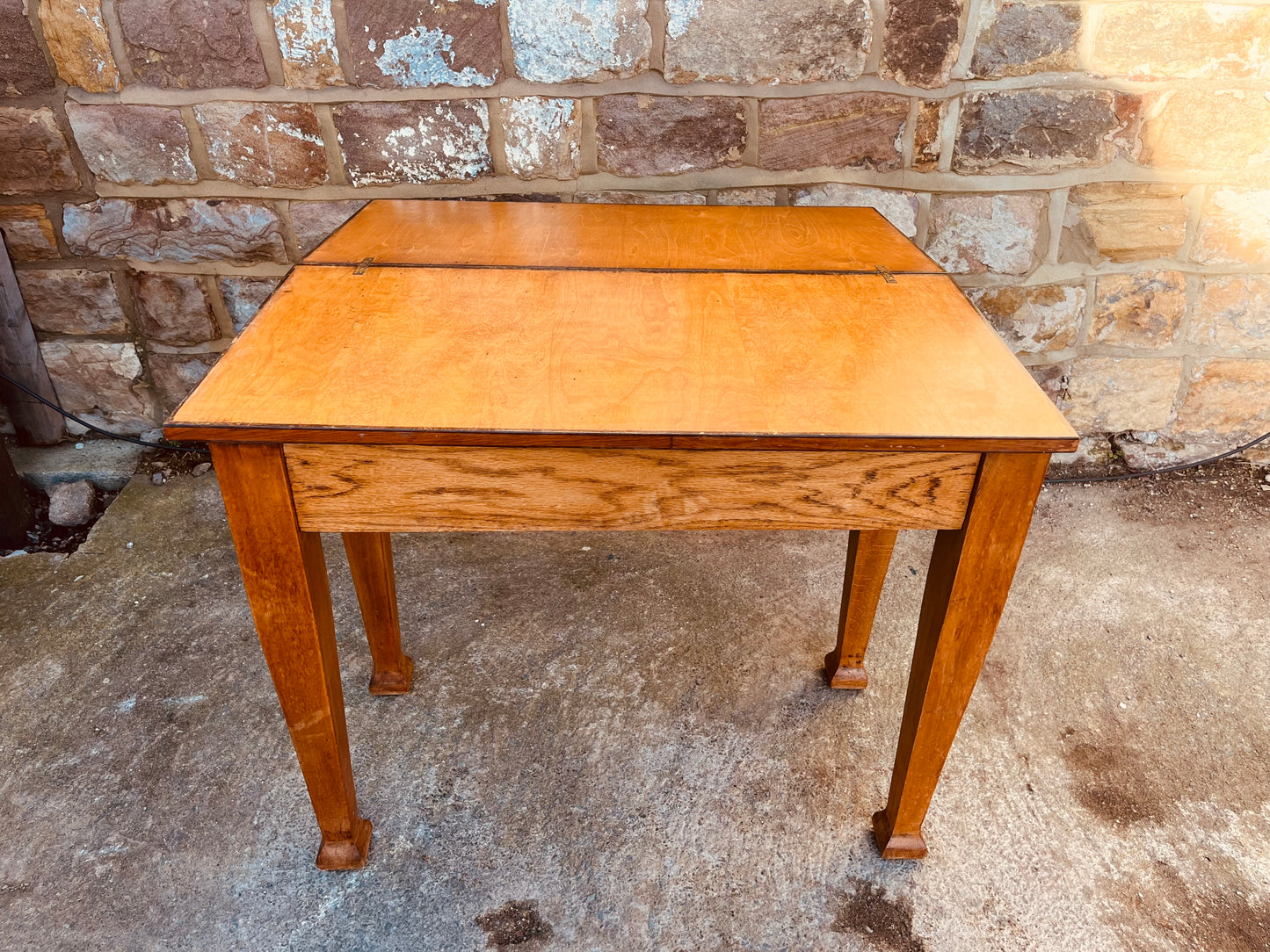 Vintage Solid Wood Drop-Leaf Dining Table