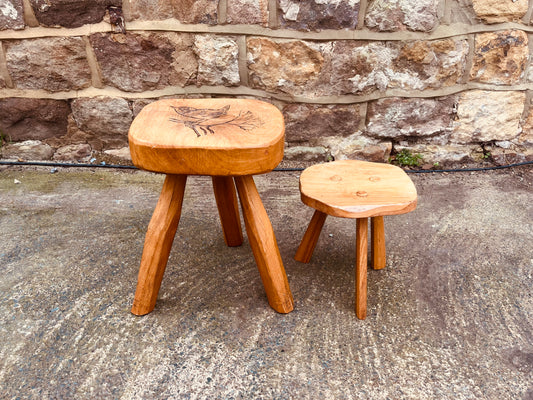 Handmade Solid Wood Stool Set