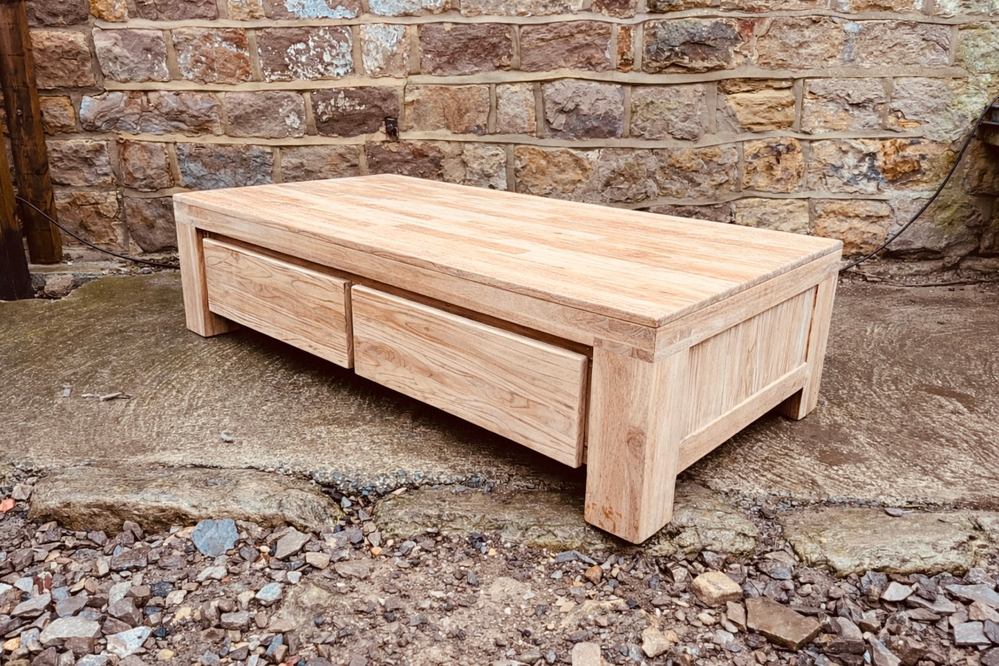 Solid Wood Coffee Table with Integrated Drawer Storage