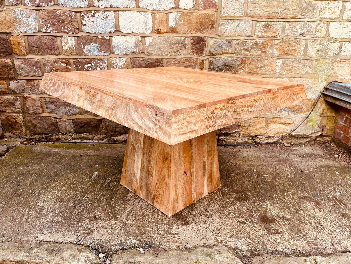 Solid Wood Pedestal Table | Handcrafted Sculptural Statement Table
