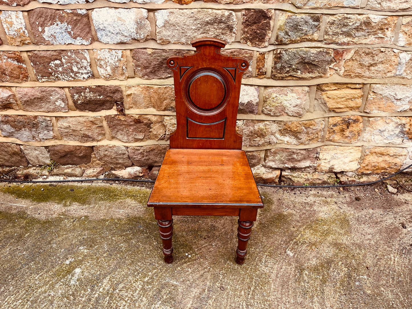 Antique Victorian Mahogany Hall Chair c.1890–1910 – Roundel Back English Side Chair