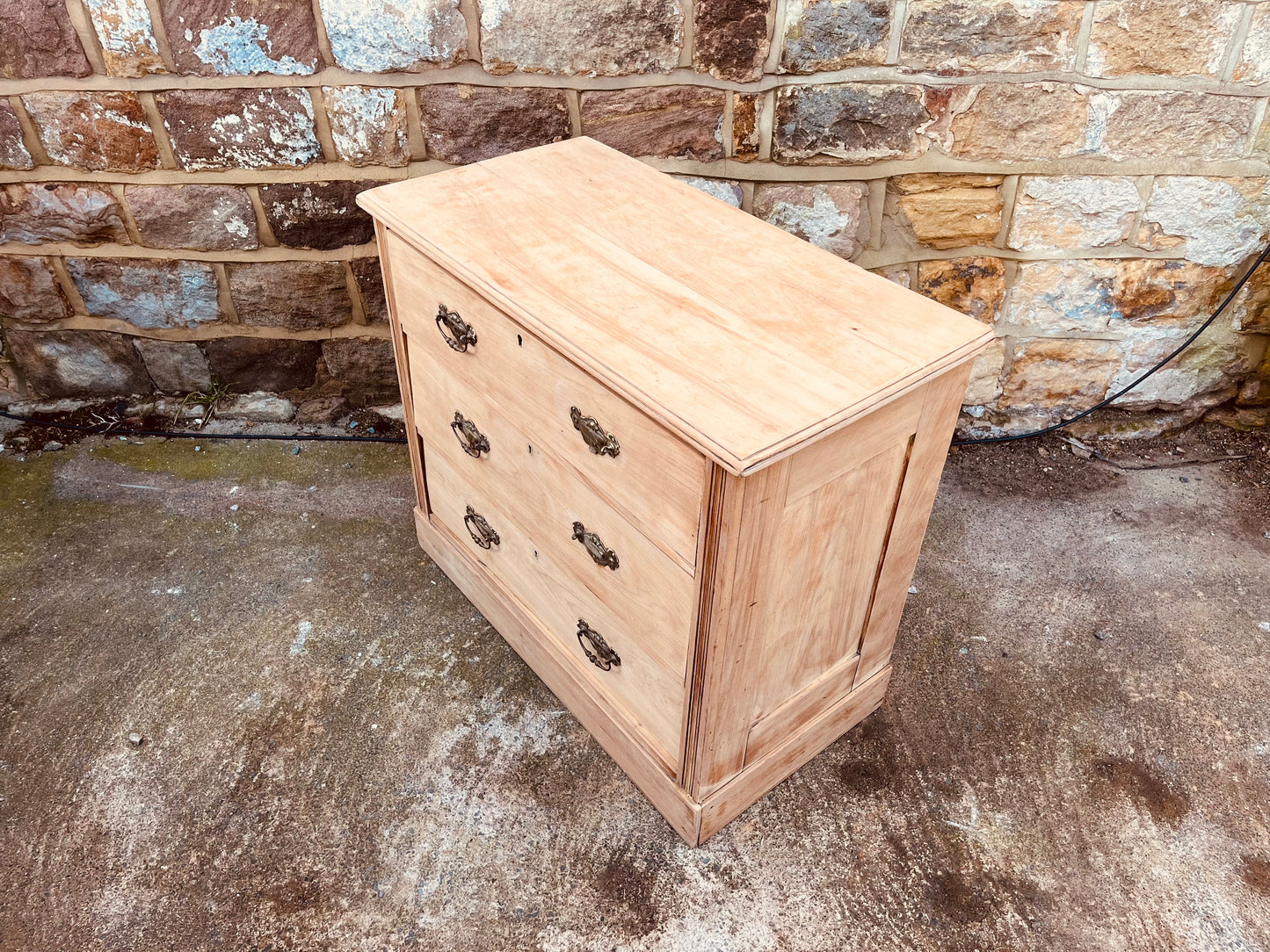 Stripped Pine Chest of Drawers – Solid Wood Vintage Storage