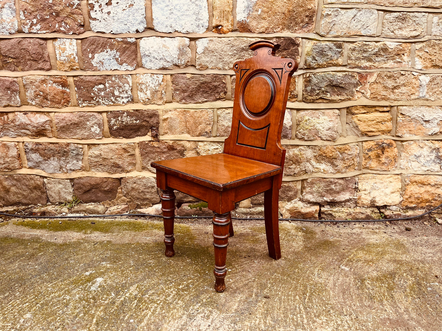 Antique Victorian Mahogany Hall Chair c.1890–1910 – Roundel Back English Side Chair