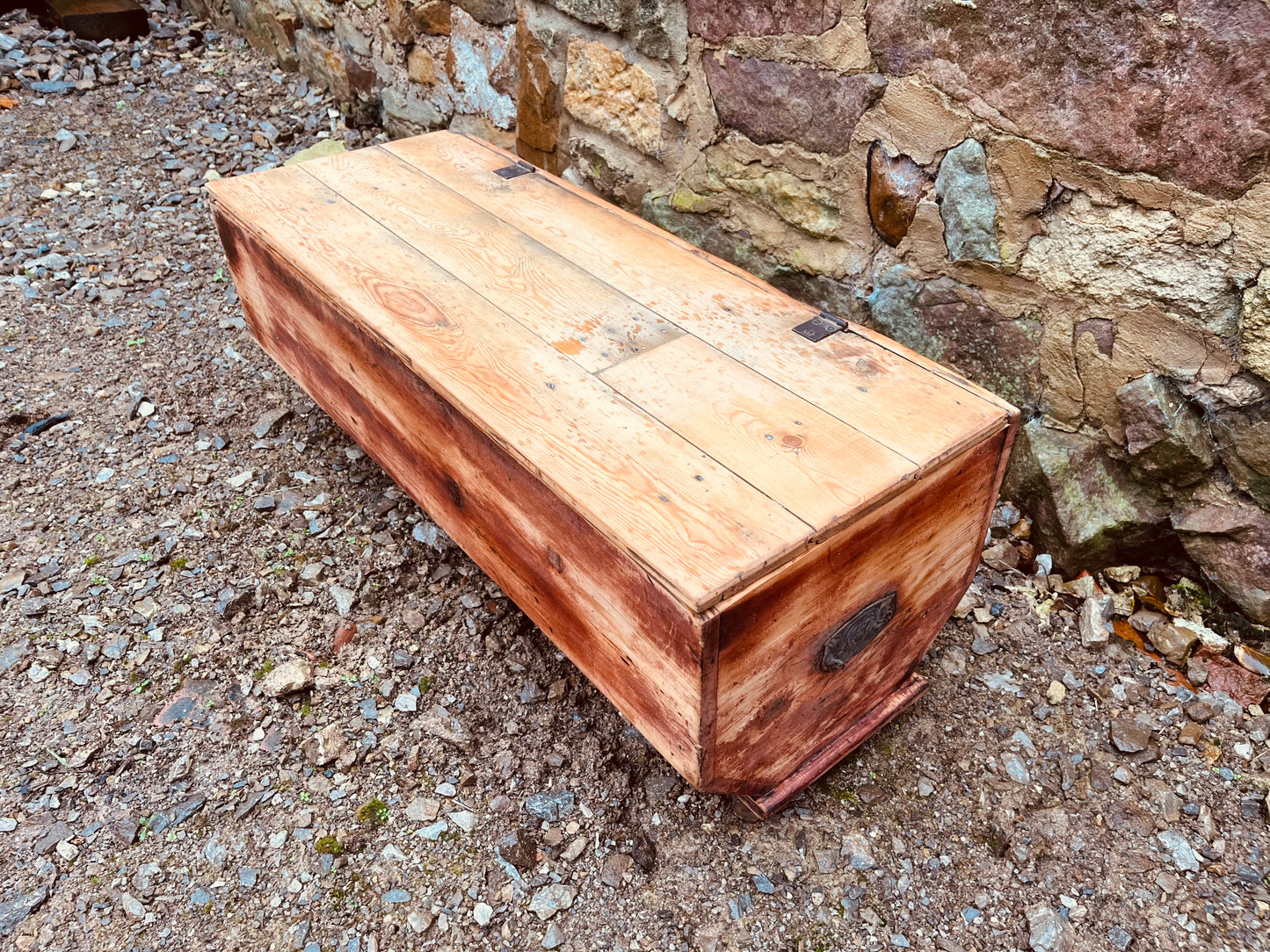 Vintage Rustic Wooden Storage Trunk (c.1920–1940)