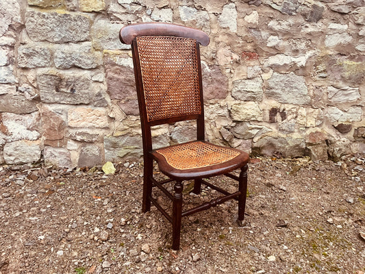 Antique Victorian Cane Back Chair – Handwoven Seat, Solid Wood Frame | Rustic Vintage Accent Chair by The Proudlove Studio