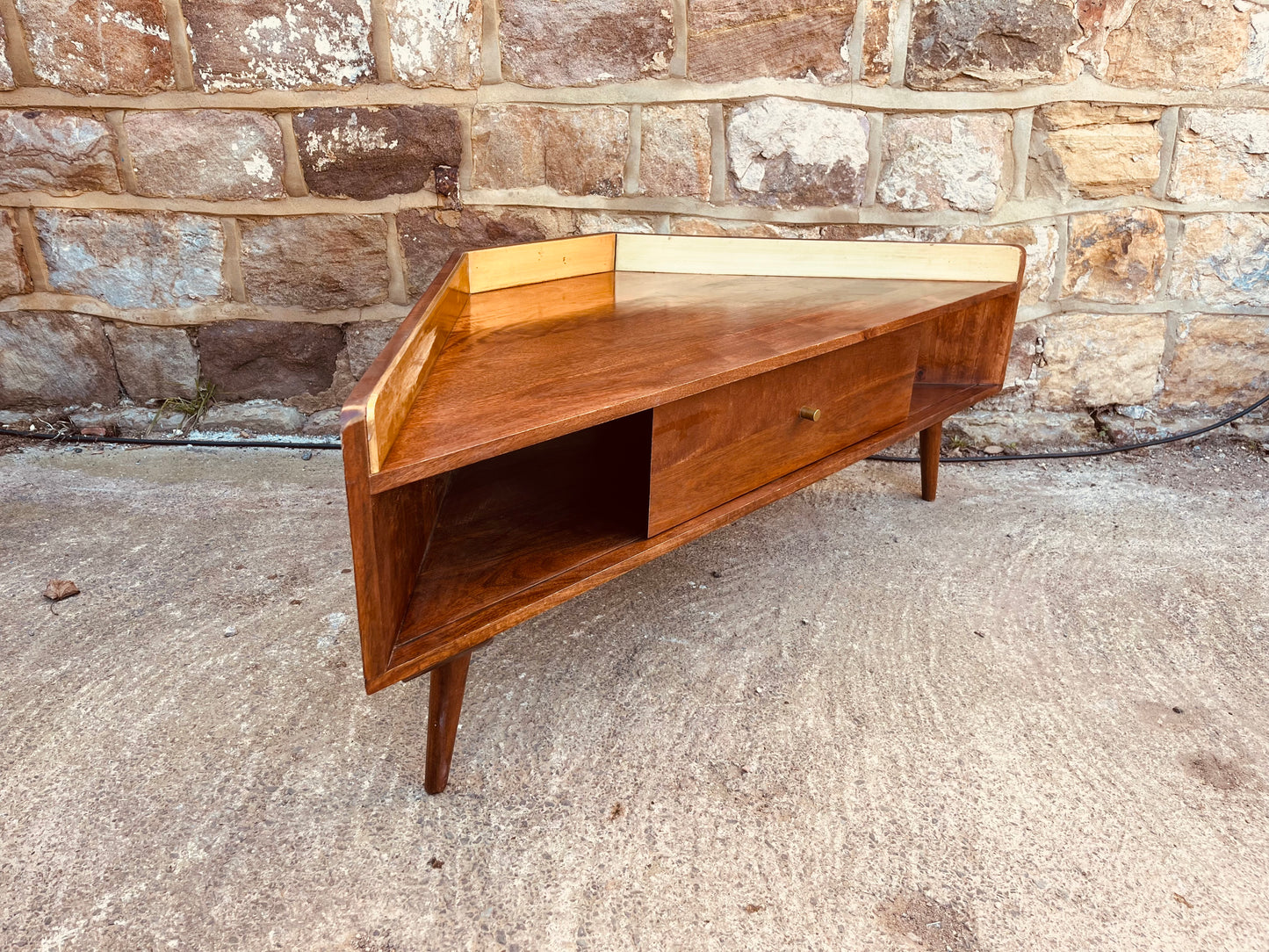 Mid-Century Corner Media Unit | 1960s Walnut TV Stand
