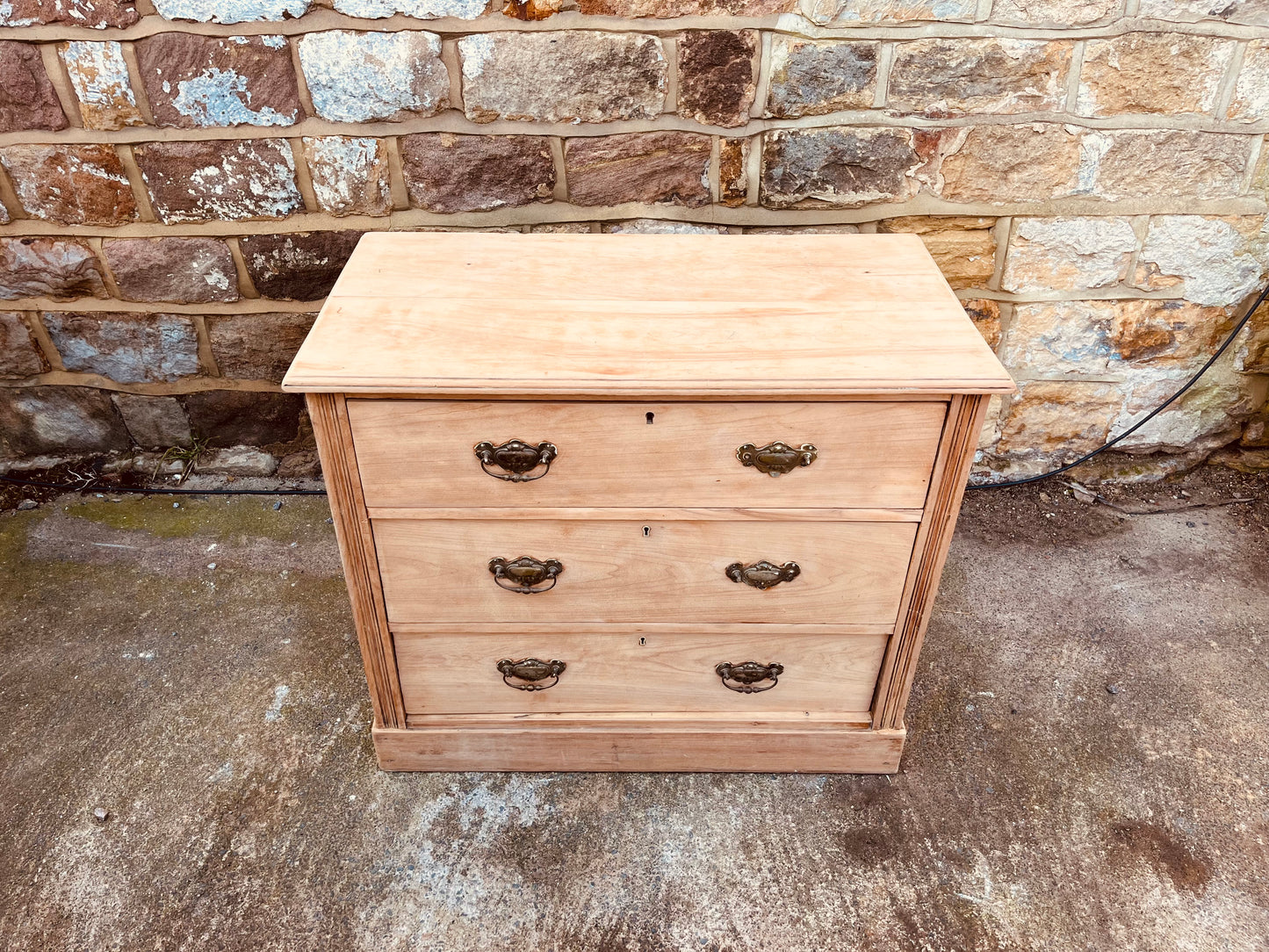 Stripped Pine Chest of Drawers – Solid Wood Vintage Storage