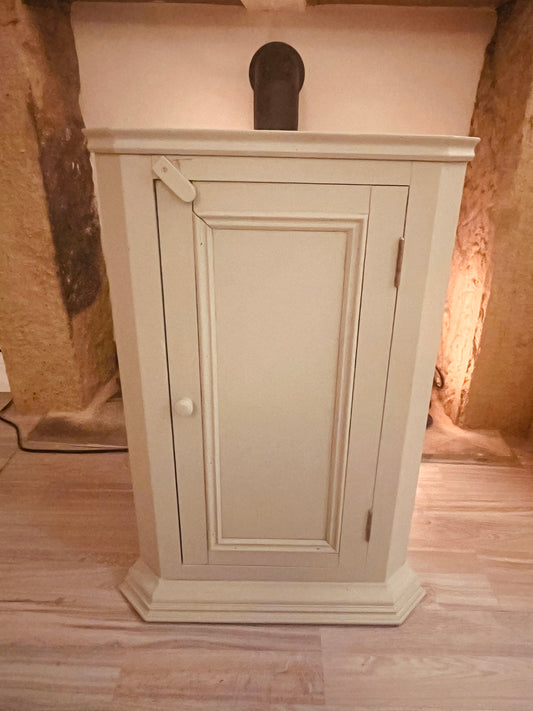 Painted Wooden Corner Cupboard – Cottage Farmhouse Style