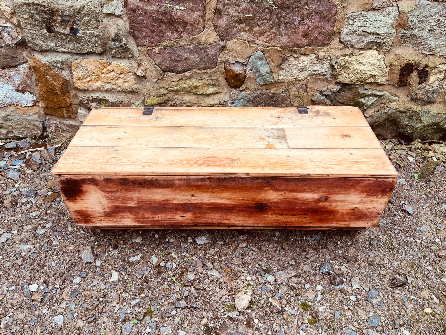 Vintage Rustic Wooden Storage Trunk (c.1920–1940)