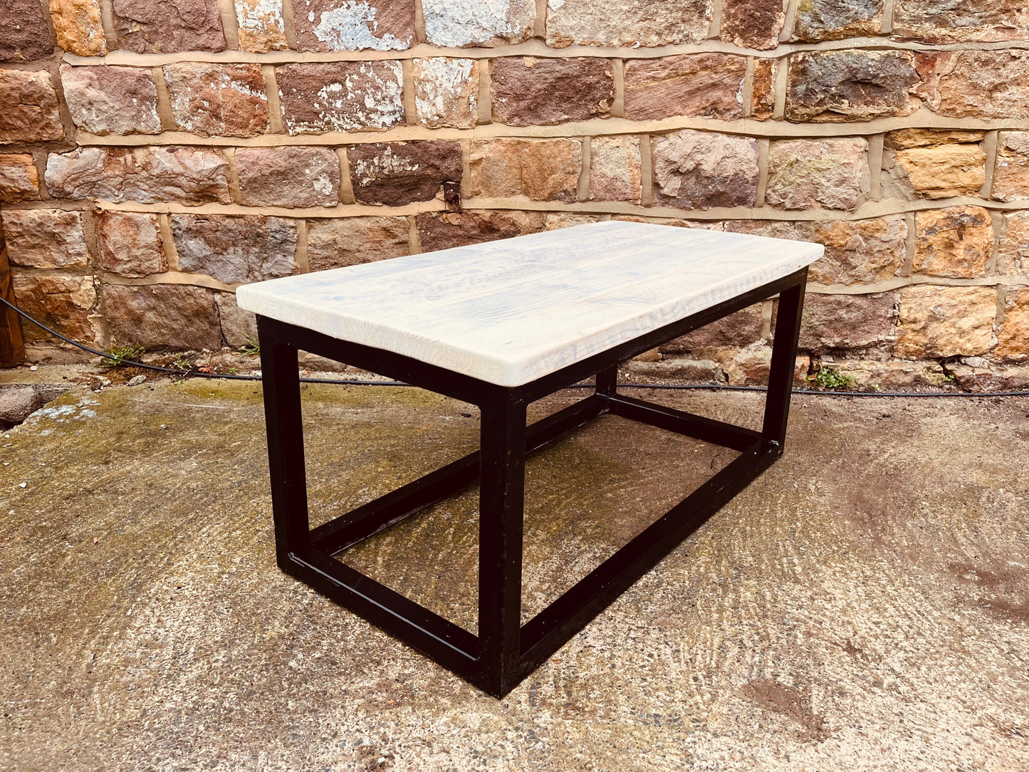 Industrial Wood & Metal Coffee Table – Handmade Modern Rustic Furniture