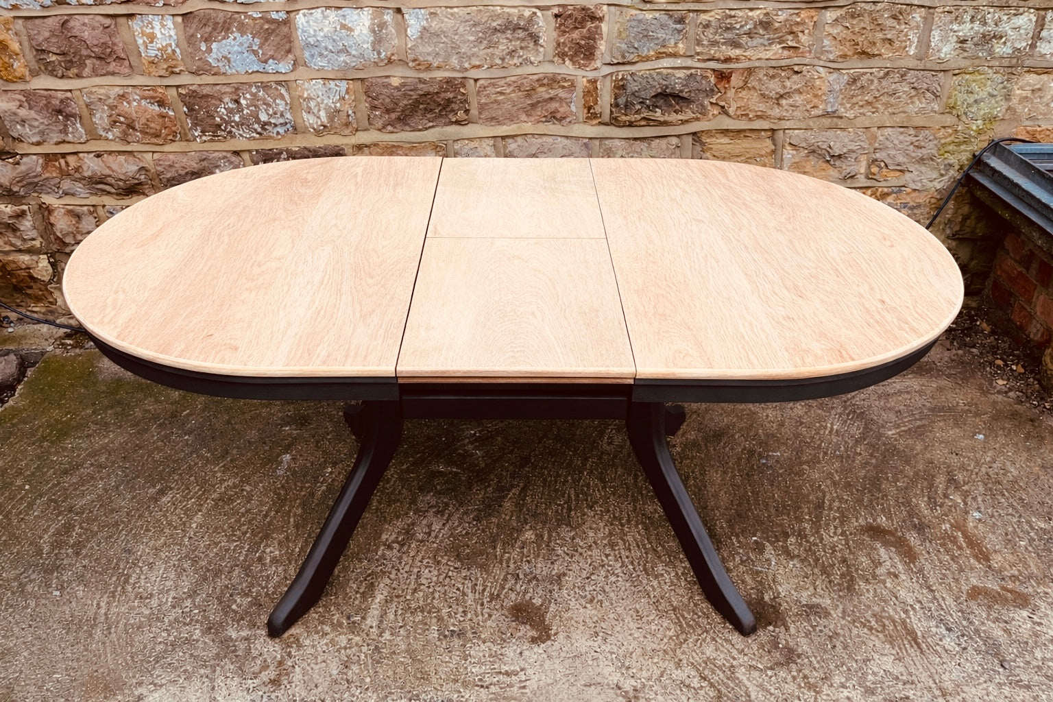 Solid Wood Extending Oval Dining Table with Dark Painted Base – The ...