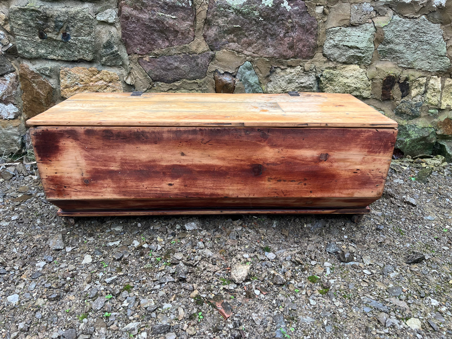 Vintage Rustic Wooden Storage Trunk (c.1920–1940)