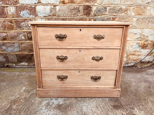 Stripped Pine Chest of Drawers – Solid Wood Vintage Storage