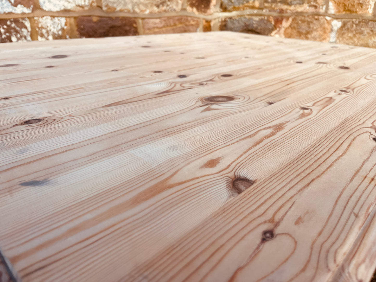 Vintage Pine Table – Refinished Top & Teal Turned Legs